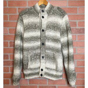 Mens DKNY Jeans Striped Wool Blend Cardigan Sweater Jacket Button Front Size M